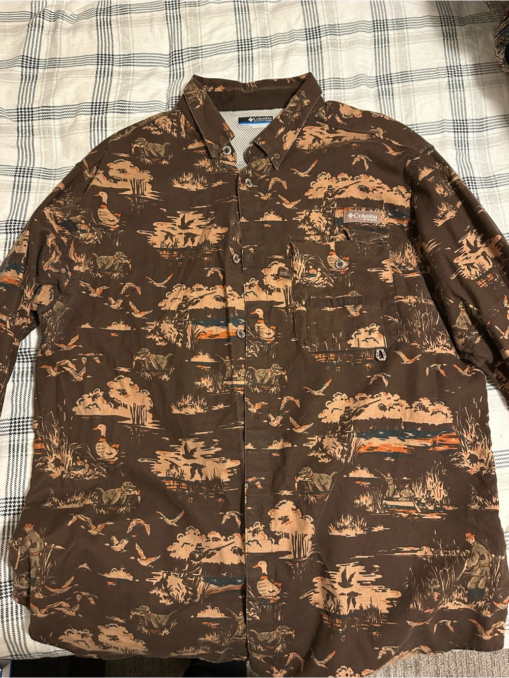 Columbia Brown Printed Lightweight Outdoor Button Down